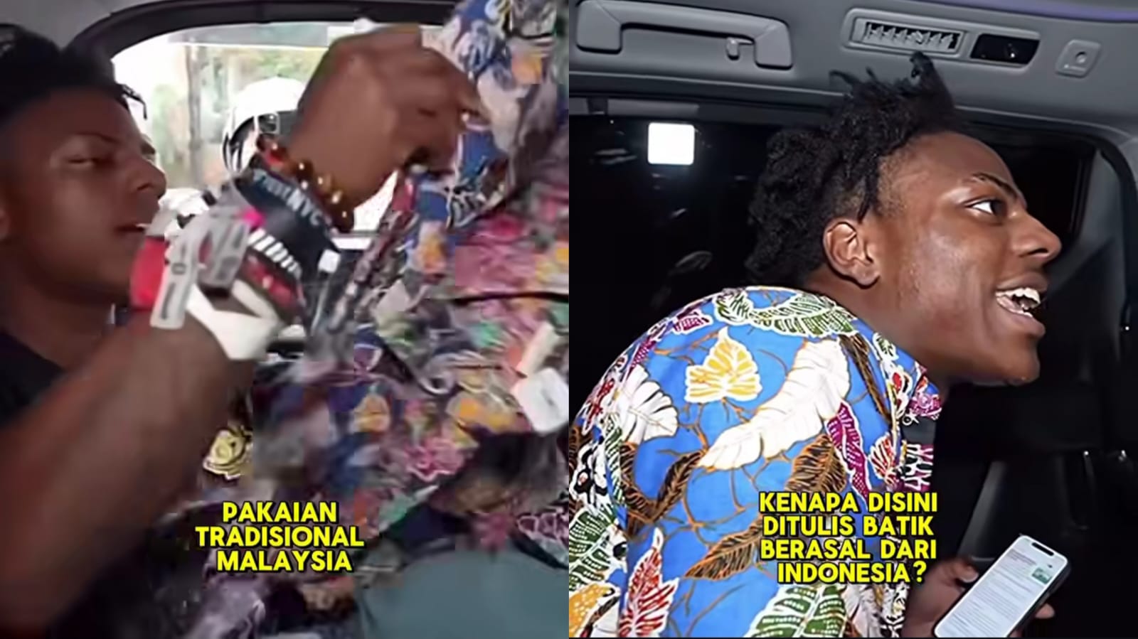 Youtuber iShowSpeed menerima hadiah batik  dari fans saat melakukan live streaming kunjungannya ke Malaysia, Selasa (17/9).