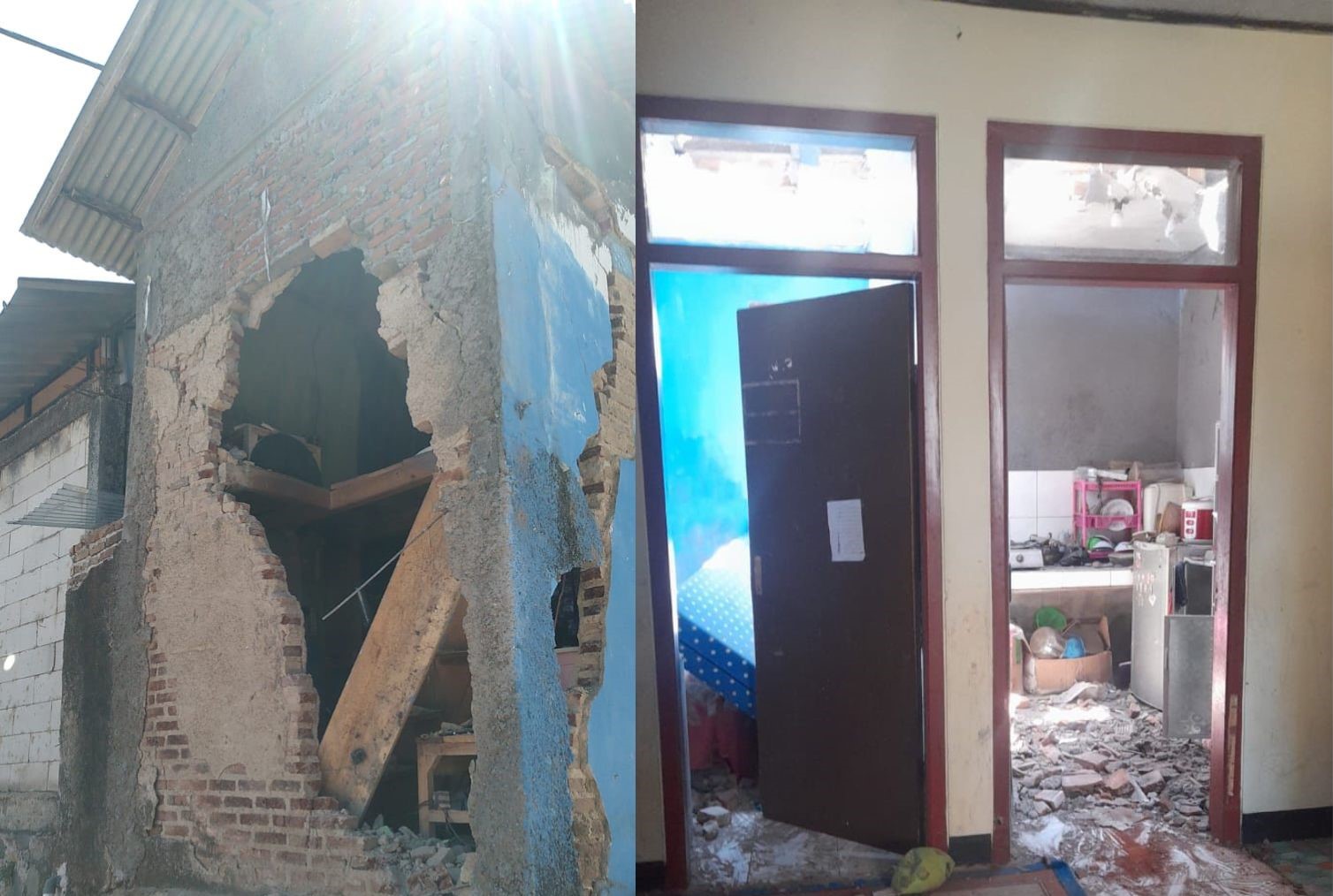 Gempa bumi di Bandung menyebabkan beberapa rumah warga mengalami kerusakan.