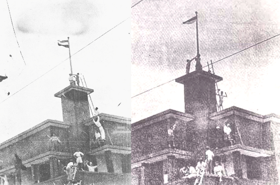 HEROIK: Peristiwa perobekan bendera Belanda menjadi bendera merah putih di Hotel Yamato Surabaya 19 September 1945.