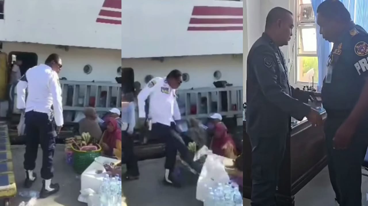 Video petugas KSOP tendang dagangan emak-emak di Pelabuhan Kendari yang berujung pada sanksi pemberhentian dari jabatan.