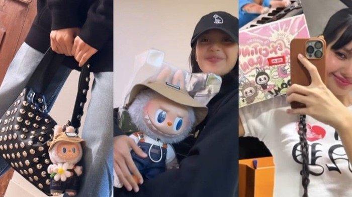 Lisa BlackPink dengan koleksi boneka Labubunya.