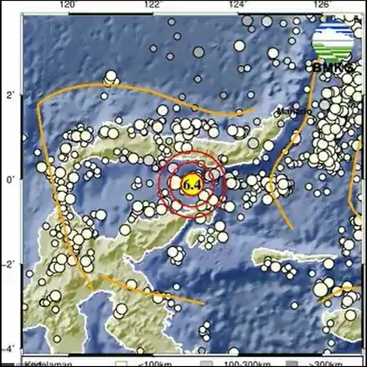 Titik gempa di Gorontalo pada hari ini, Selasa (24/9).