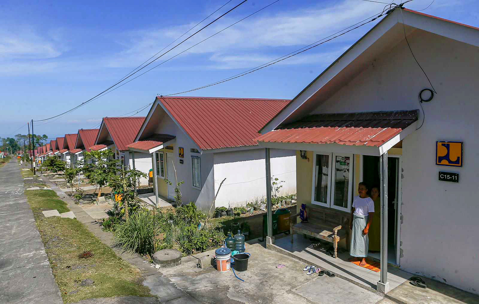 Suasana Huntap Bumi Semeru Damai (BSD) di Desa Sumbermujur, Kecamatan Candipuro, Lumajang, Jawa Timur.