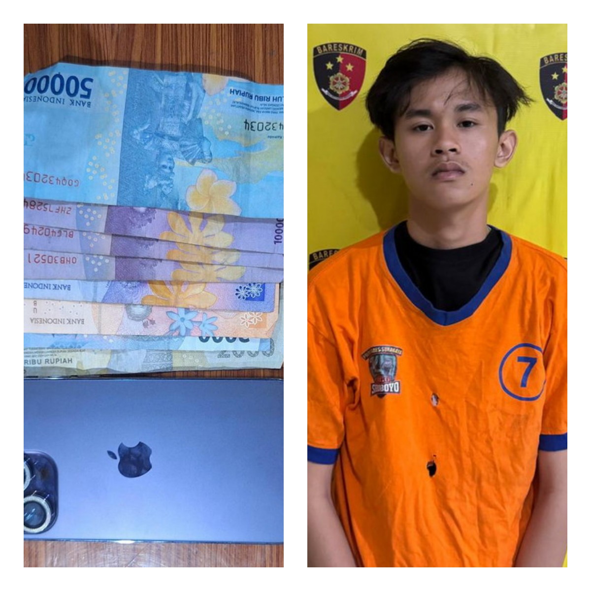 Krisna Yolan Trinanda diamankan beserta barang bukti di Mapolsek Wonokromo Surabaya. (IST)