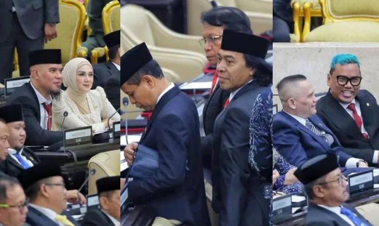 Wajah-wajah beberapa artis yang dilantik sebagai anggota DPR RI dan DPD RI.