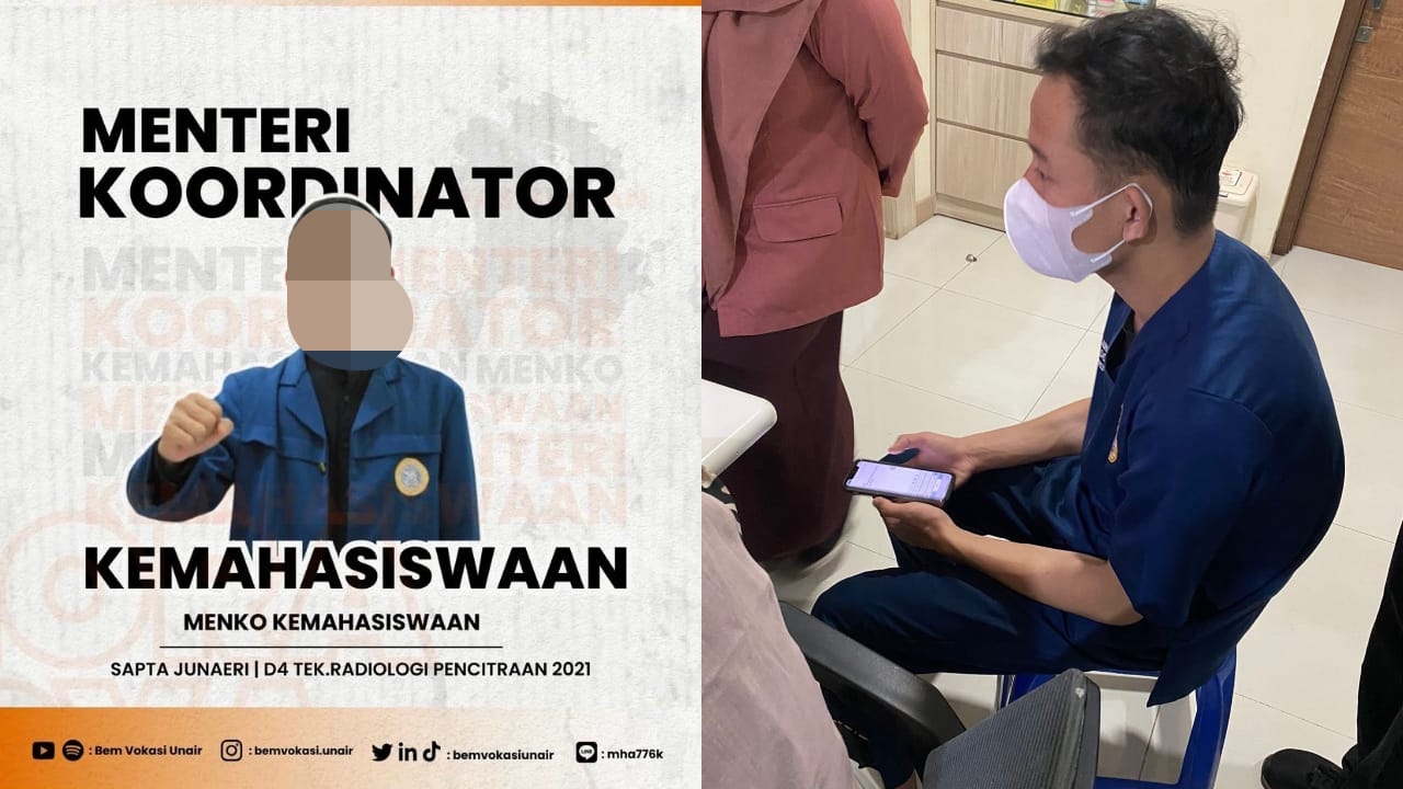 Sapta Junaeri alias Juna, mahasiswa Prodi D4 Teknik Radiologi Pencitraan Fakultas Vokasi Unair yang diduga membawa kabur uang UKM Airlangga Orchestra senilai Rp56 juta.