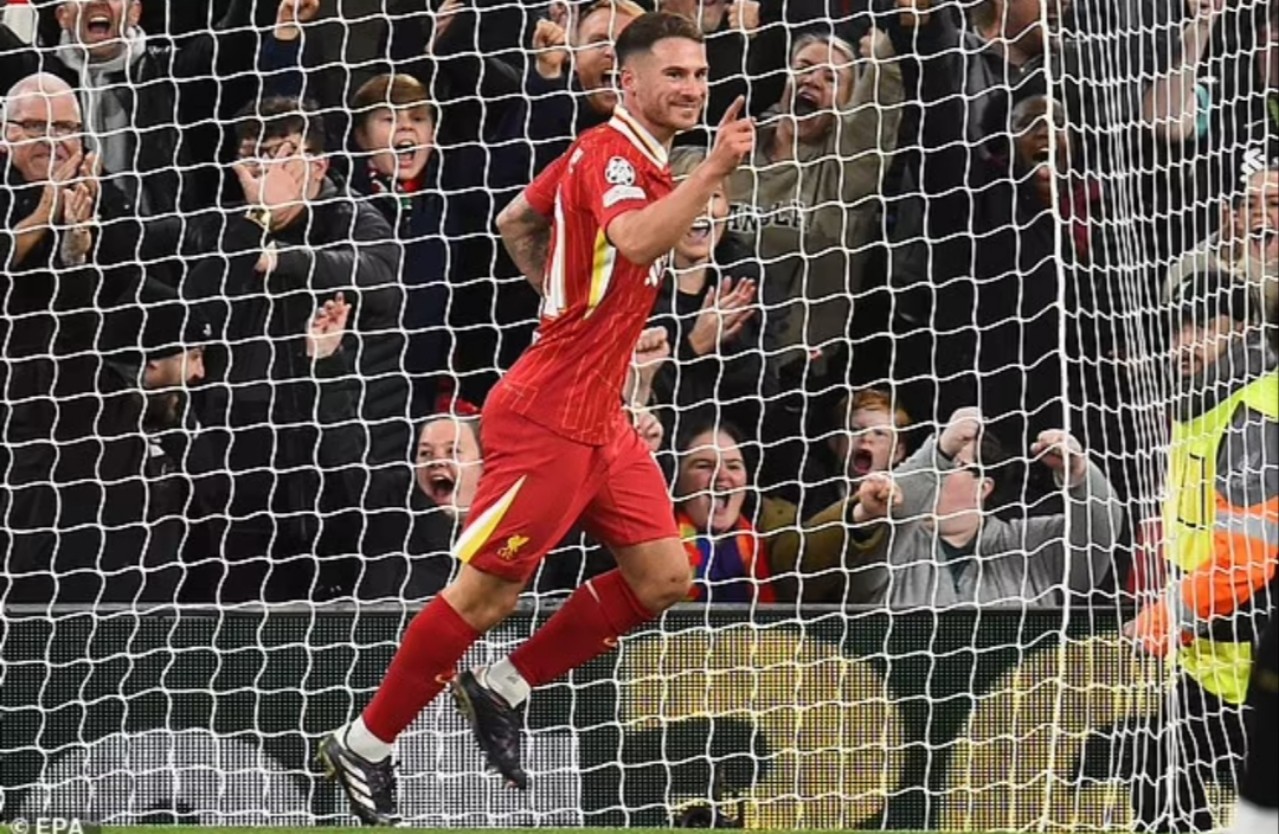Alexis Mac Allister cetak gol pertama Liverpool.