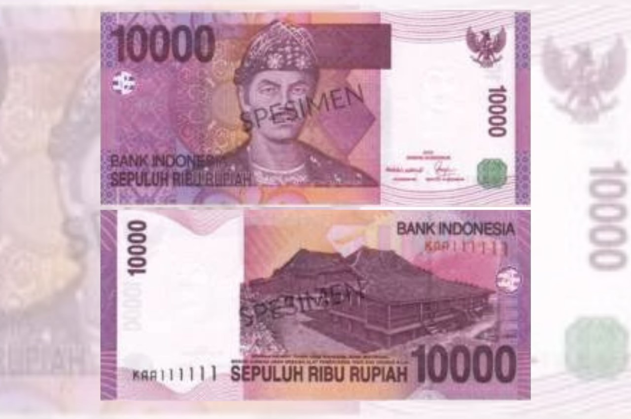 Gambar uang rupiah 10.000 tahun emisi 2005.