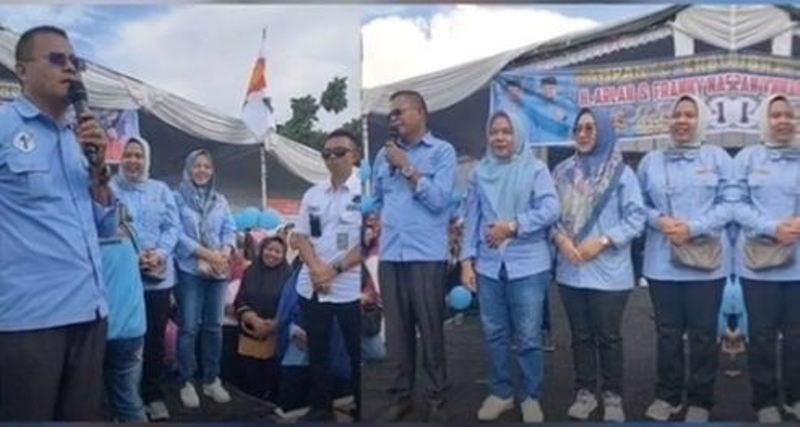 H Arlan saat berkampanye di Prabumulih, Sumsel dan mengenalkan keempat istrinya.