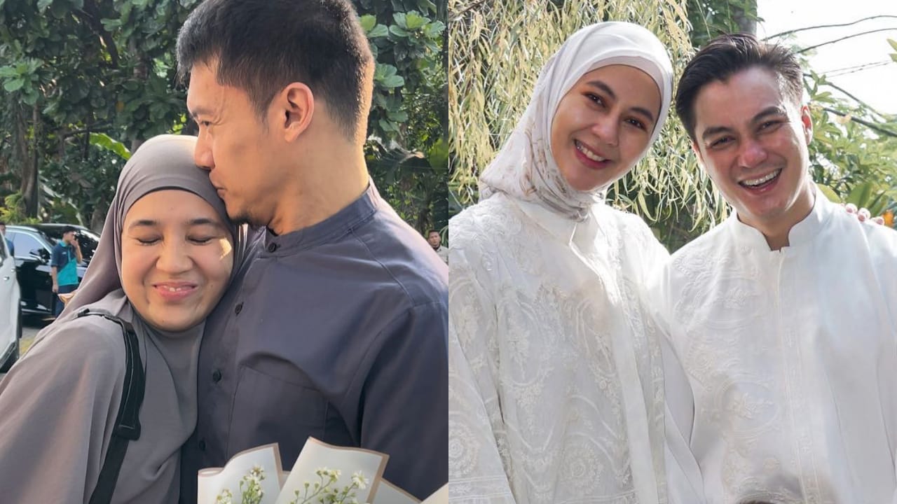 DUA PASANGAN BEDA NASIB: Pasutri artis, Dimas Seto dan Dhini Aminarti, yang tetap rukun meski belum dikaruniai anak (foto kiri) dan pasutri artis Paula-Baim Wong yang terancam cerai.