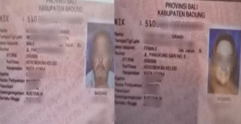 ADA-ADA SAJA: Foto Identitas WNA Australia pada Kartu Tanda Penduduk (KTP) selaku pemilik Pink Palace SPA.