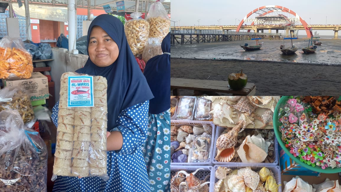 Aneka stan makanan, suvenir dan wisata perahu yang dapat dinikmati di Taman Hiburan Pantai (THP) Kenjeran Surabaya.