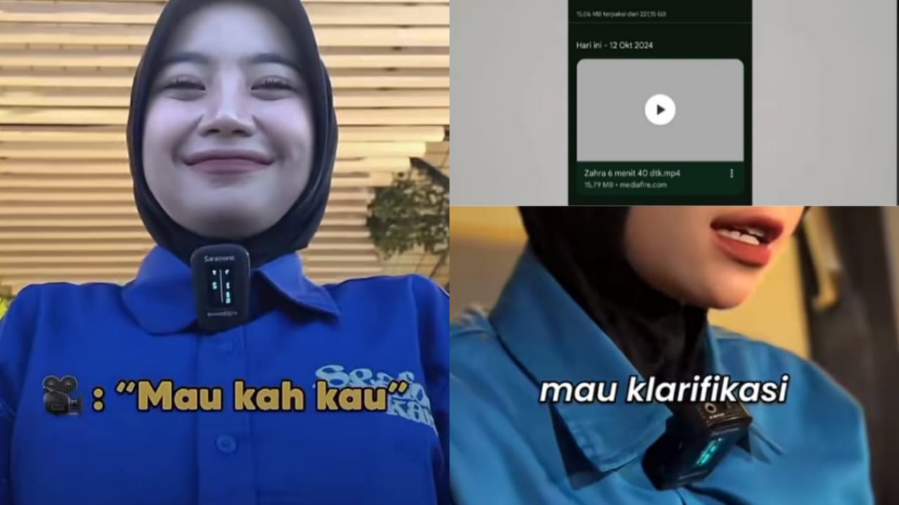 Tangkapan layar netizen yang diduga memiliki video zahra 6 menit 40 detik dan potret zahra membuat konten klarifikasi pemenang lomba jedag-jedug.
