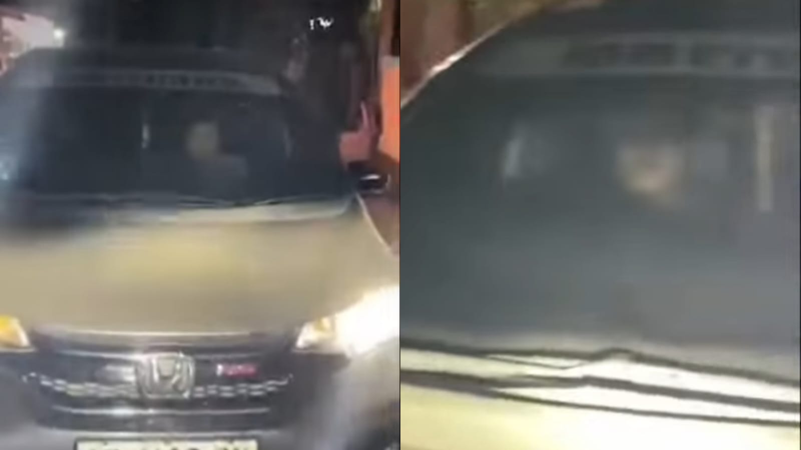 Tangkapan layar video saat adik dan kakak menghadang mobil ayahnya yang membawa selingkuhan.