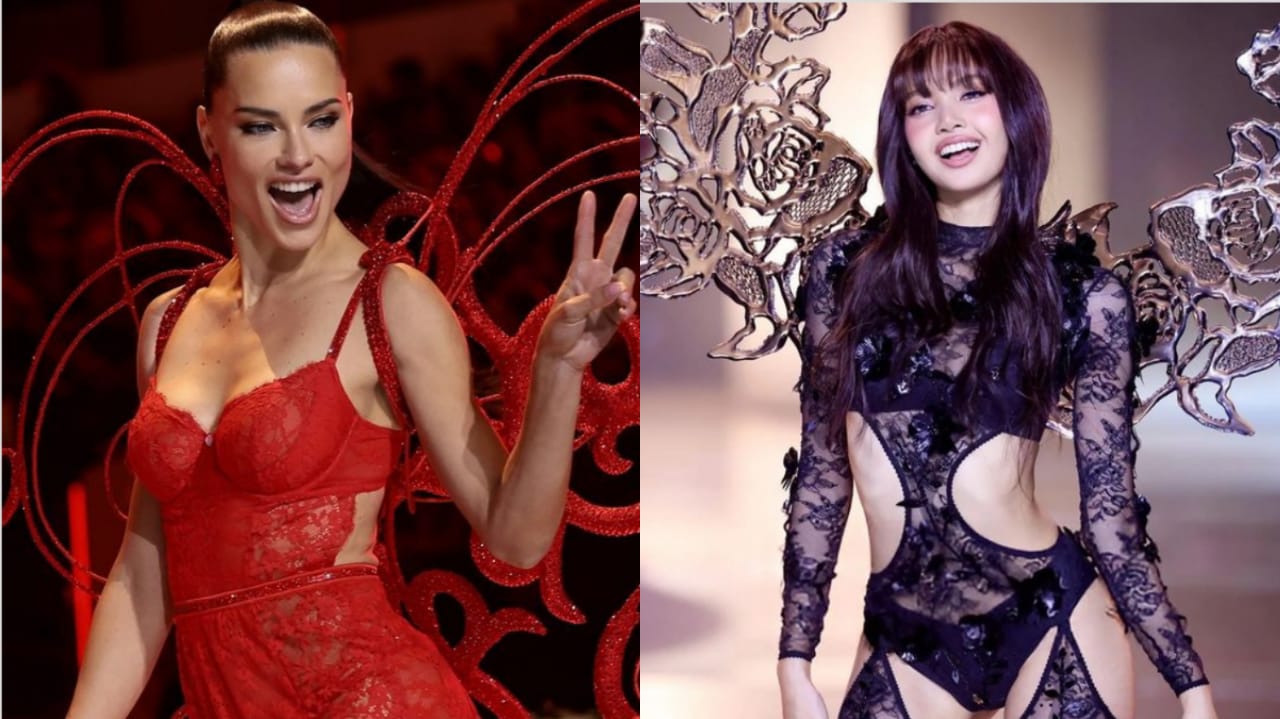 Adrian Lima saat tampil pakaian dalam dan penampilan Lisa BlackPink saat menyanyikan Rockstar sebagai lagu pembuka peragaan busana The Victoria