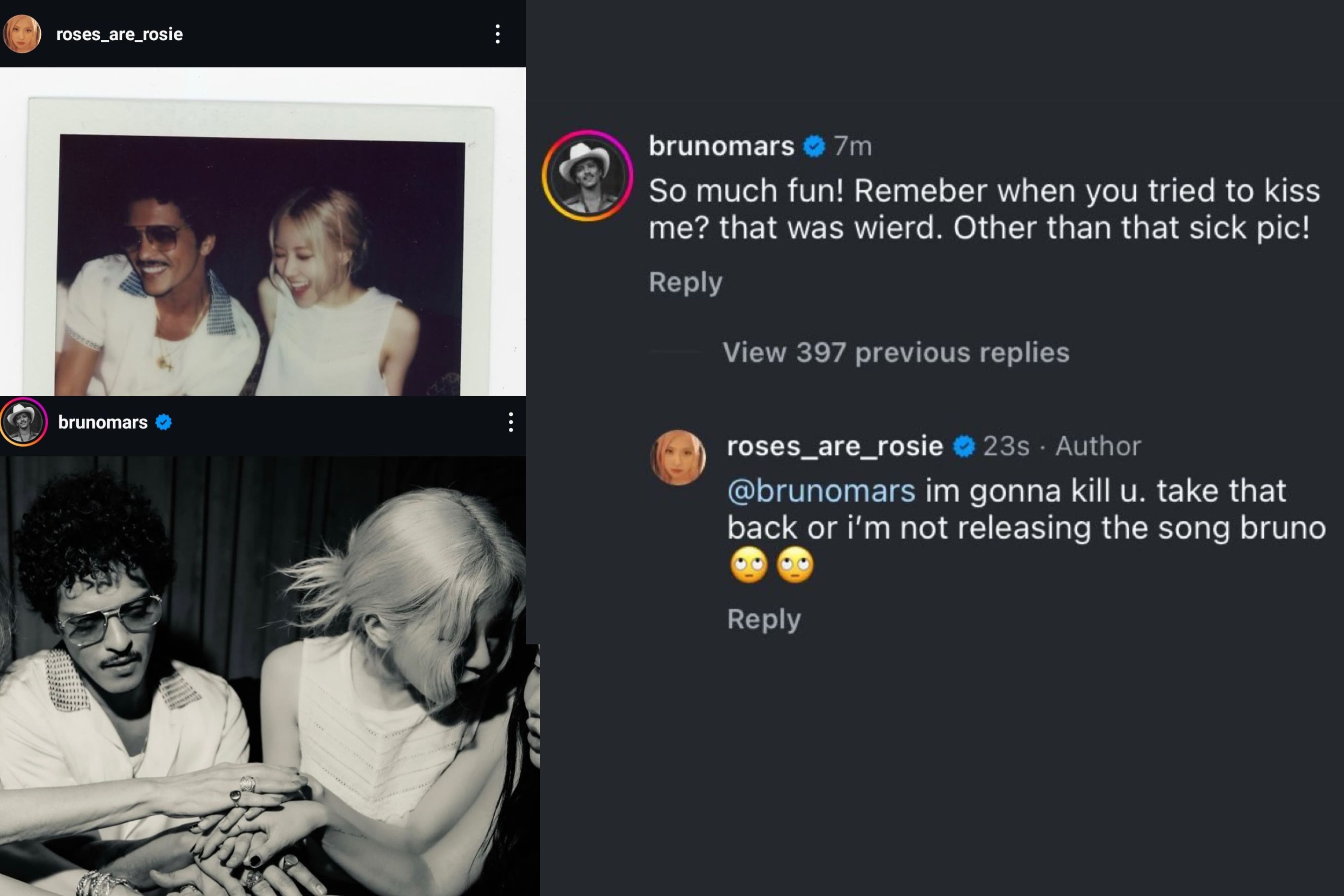 Unggah Foto Bersama, Ros&eacute; BlackPink Dikabarkan Akan Duet dengan Bruno Mars.