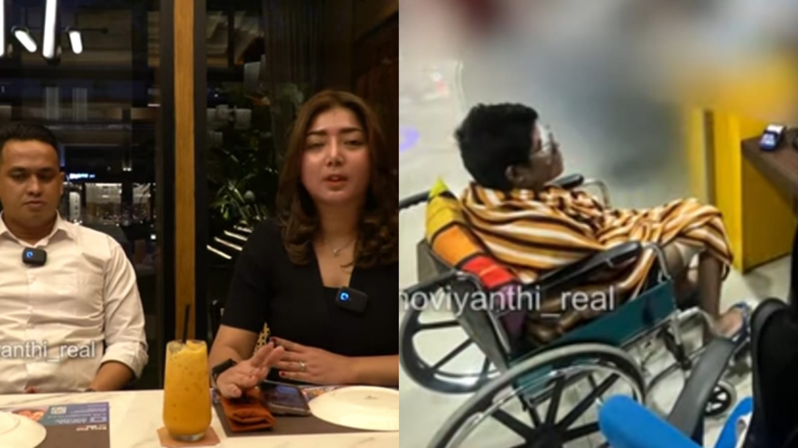 Tangkapan layar video klarifikasi Novi terkait uang donasi Agus Salim (kiri) dan Agus Salim ketika memindahkan donasi Rp1 miliar ke rekening yayasan (kanan).