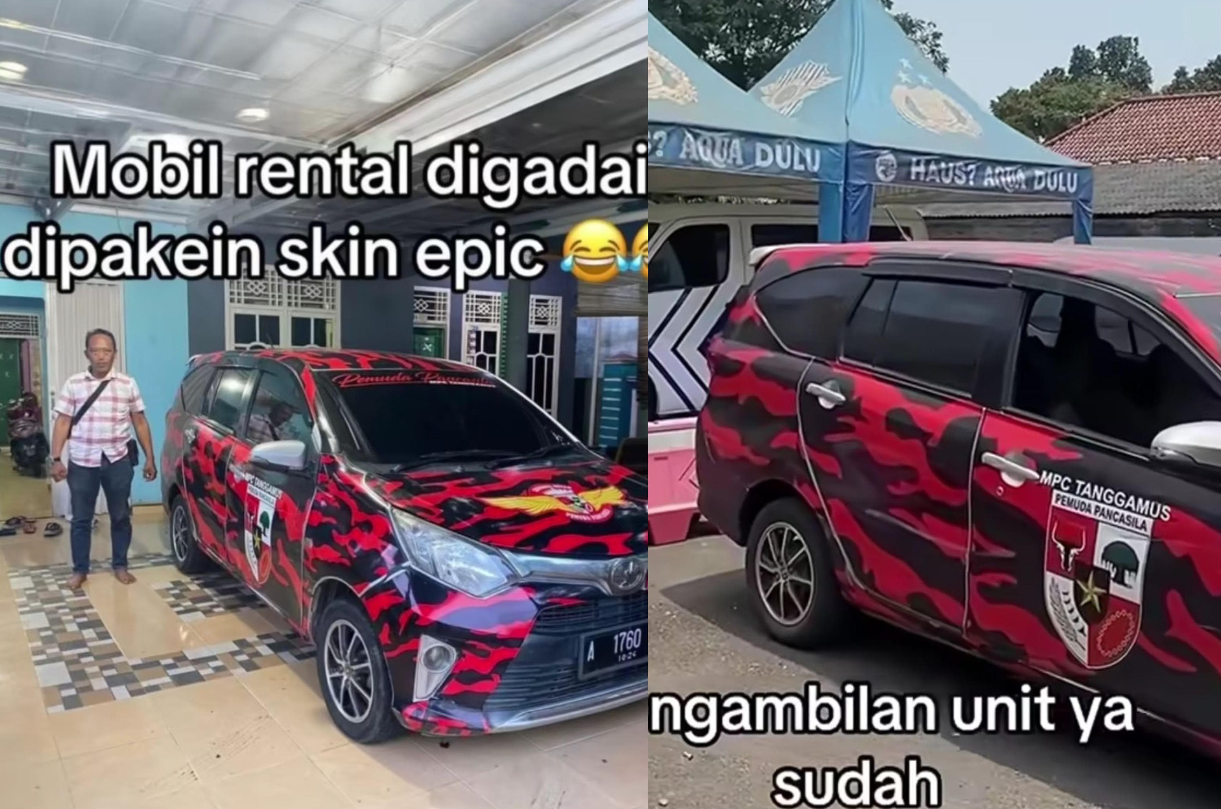 Kondisi mobil sewaan yang digadaikan dan berubah warna jadi ormas PP.