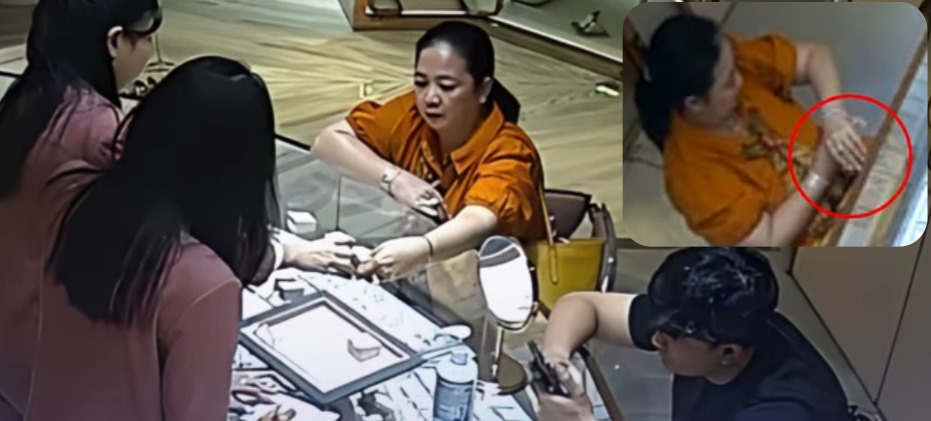 CCTV: Terduga pelaku pencurian perhiasan senilai Rp 350 juta di toko emas di sebuah mal kawasan  Surabaya Barat.