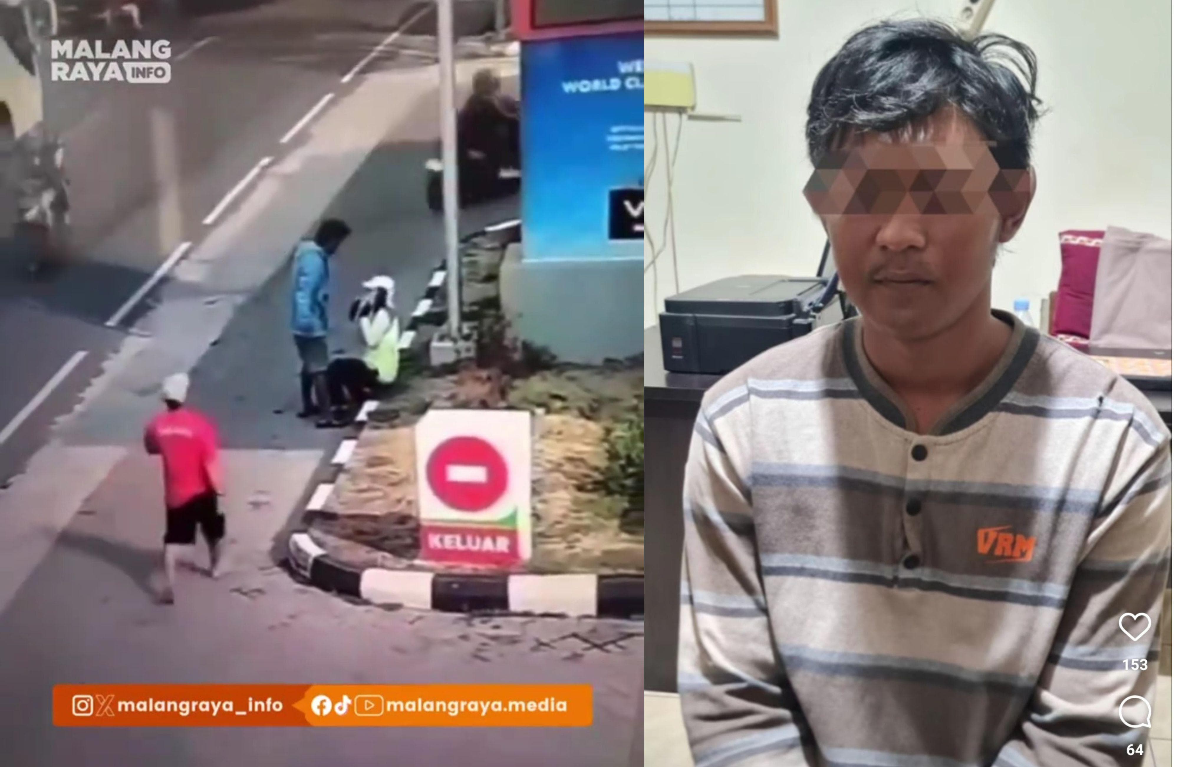 GEGARA MABUK: Rekaman CCTV saat supeltas difabel dianiaya dan sosok tersangka pelaku penganiayaan.