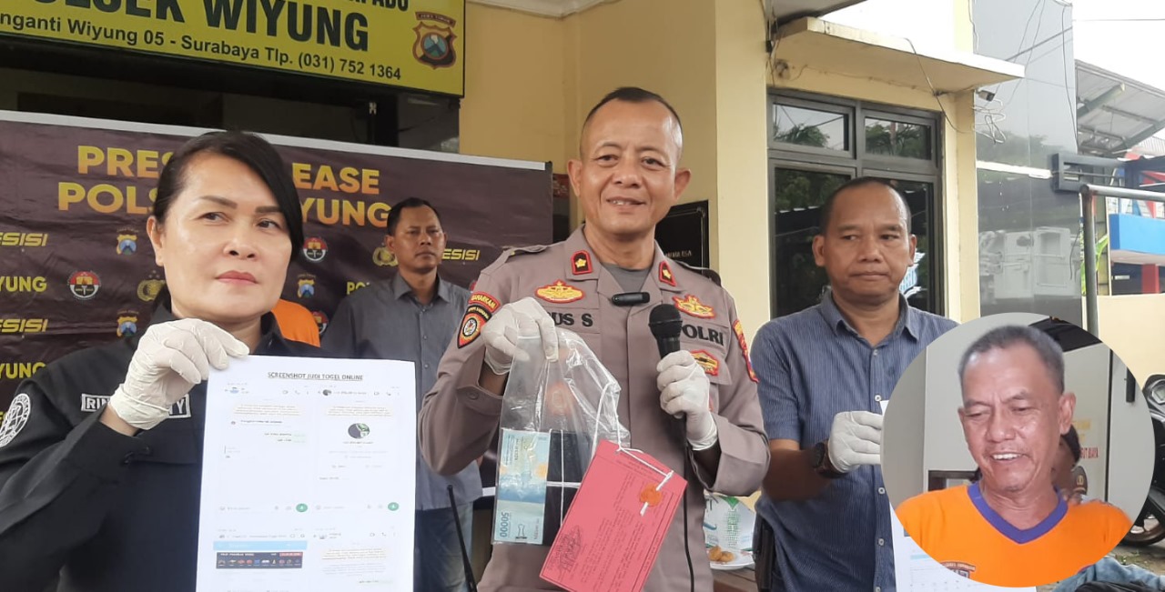 DITAHAN: Kapolsek Wiyung Kompol Slamet Agus Sumbono dan anggota menunjukkan barang bukti. Inset: Tersangka Bambang S.