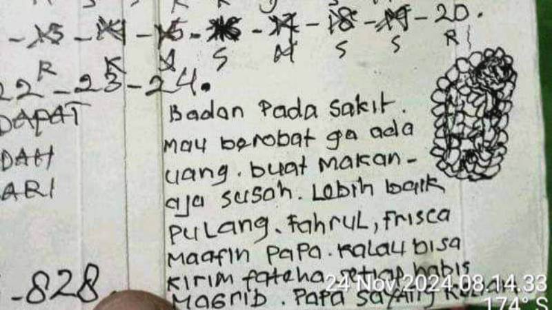 Surat wasiat yang ditulis tangan oleh MM.