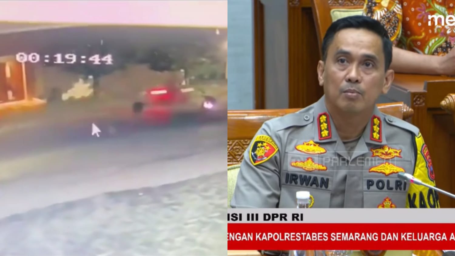 Rekaman CCTV di TKP saat Aipda RZ mencegat kedua siswa SMKN 4 Semarang yang melintas dan menembaknya (foto kiri), Kapolrestabes Semarang Kombes Pol Irwan Anwar.