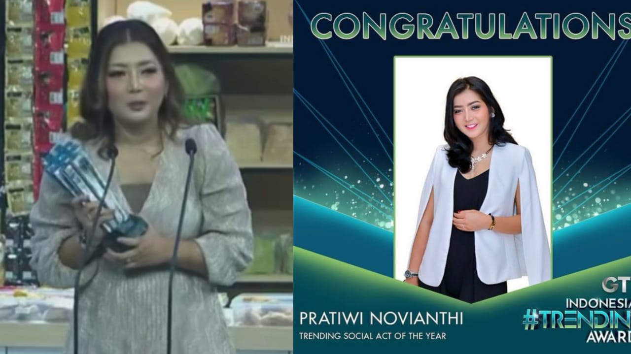 Momen Pratiwi Noviyanthie sindir Farhat Abbas saat mendapat penghargaan sebagai Trending Social Act of The Year dalam acara Indonesian Trending Awards 2024.