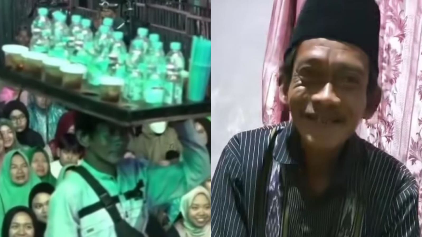 Tangkapan layar video Sunhaji alias Pak Sun, penjual es teh yang di-bully oleh Gus Miftah di tengah massa.
