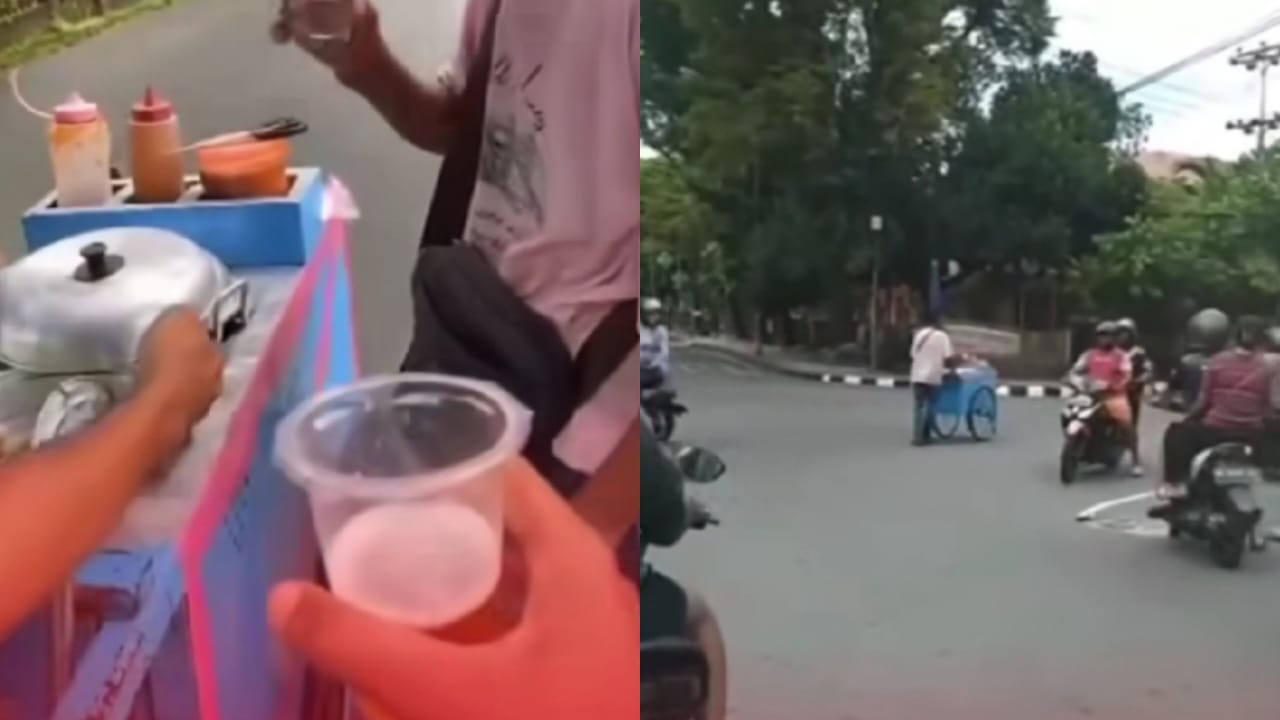 Tangkapan layar video penjual pentol di Ambon dicekoki 4 gelas miras oleh sekelompok pemuda.