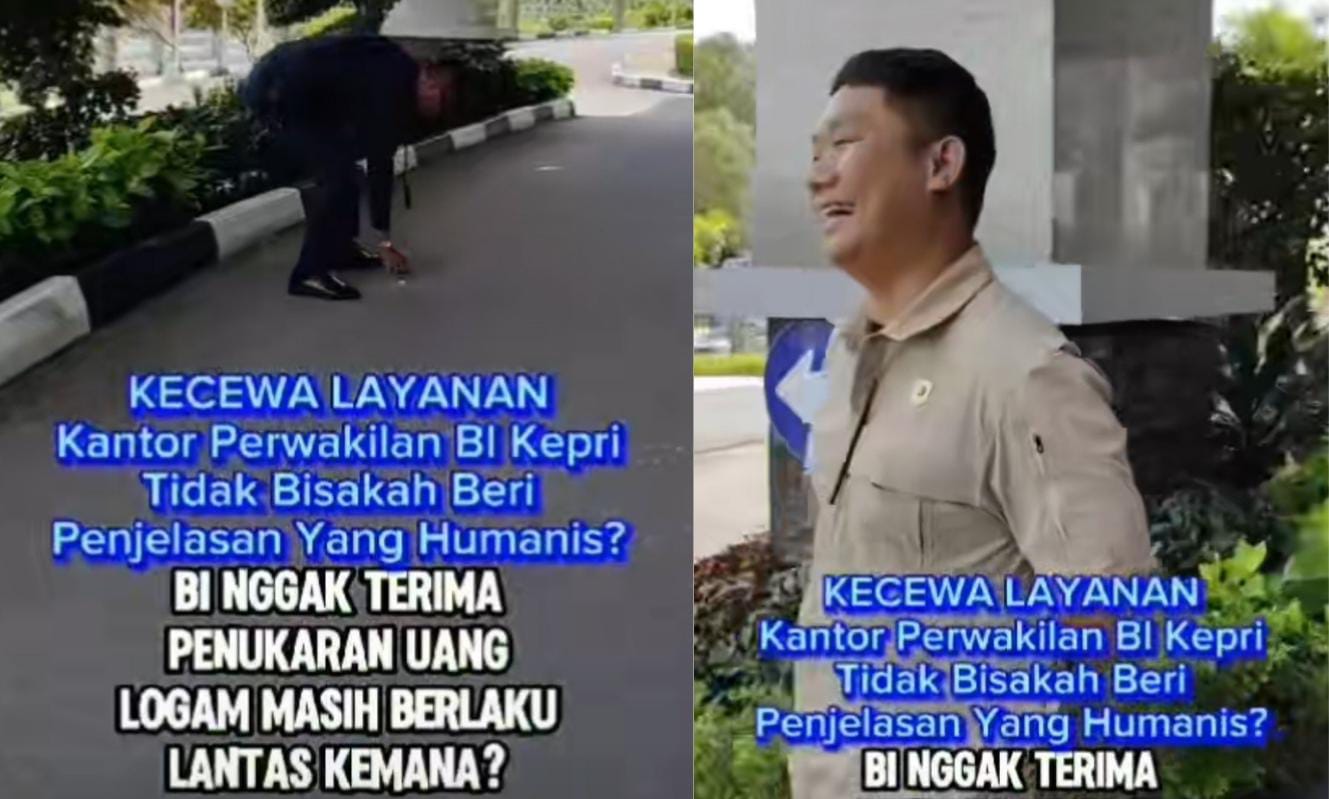 Momen Pria emosi karena uang logam 8kg ditolak saat ingin tukar di BI.  Foto: tiktok @Yusril_Koto