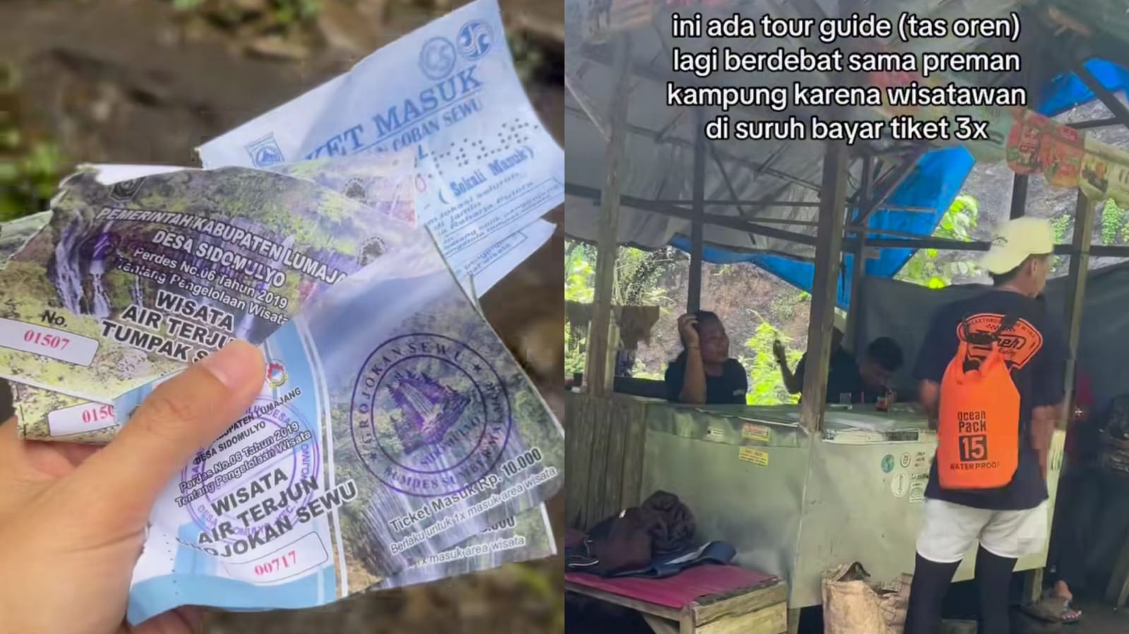 Tangkapan layar video wisatawan keluhkan pungli di Air Terjun Tumpak Sewu.