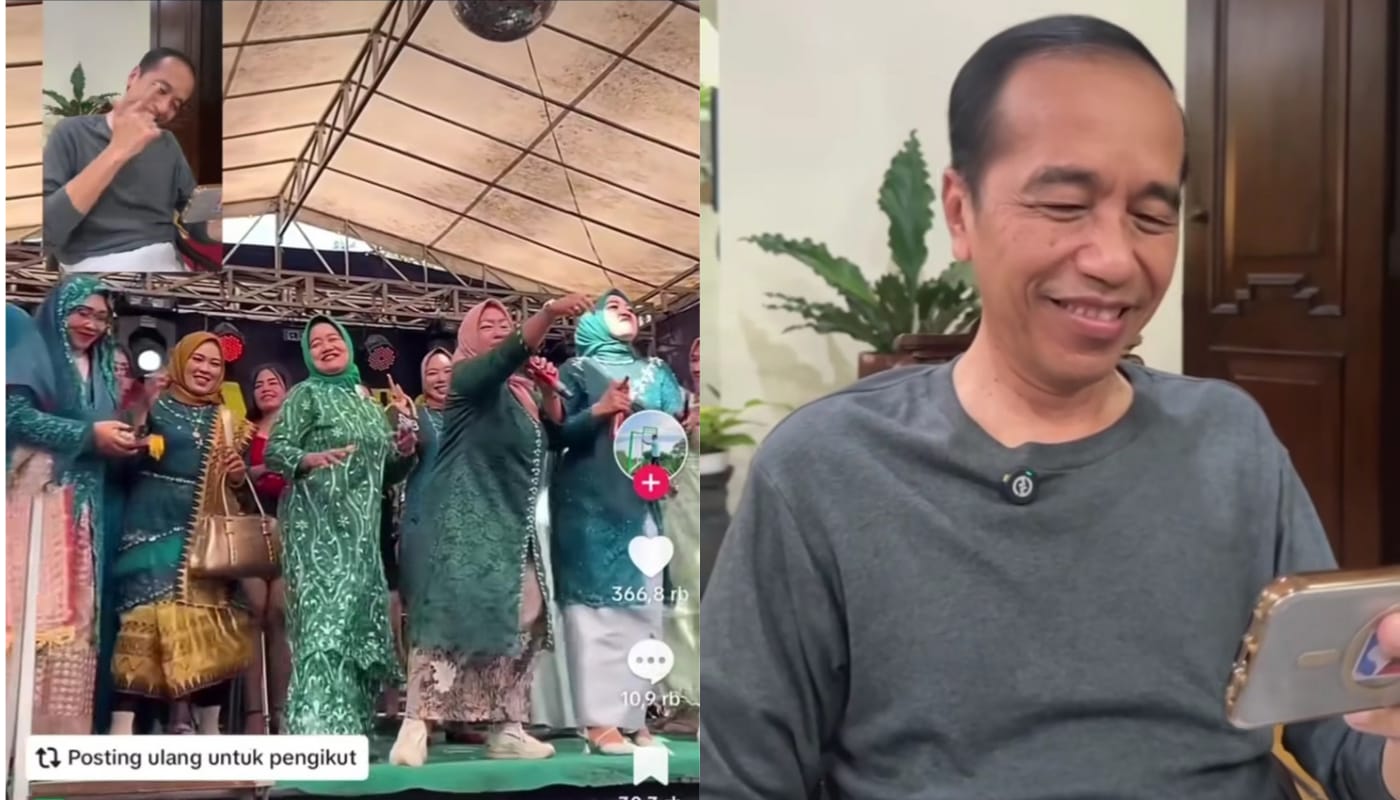 Jokowi memberikan reaction terhadap video viral emak-emak nyanyi