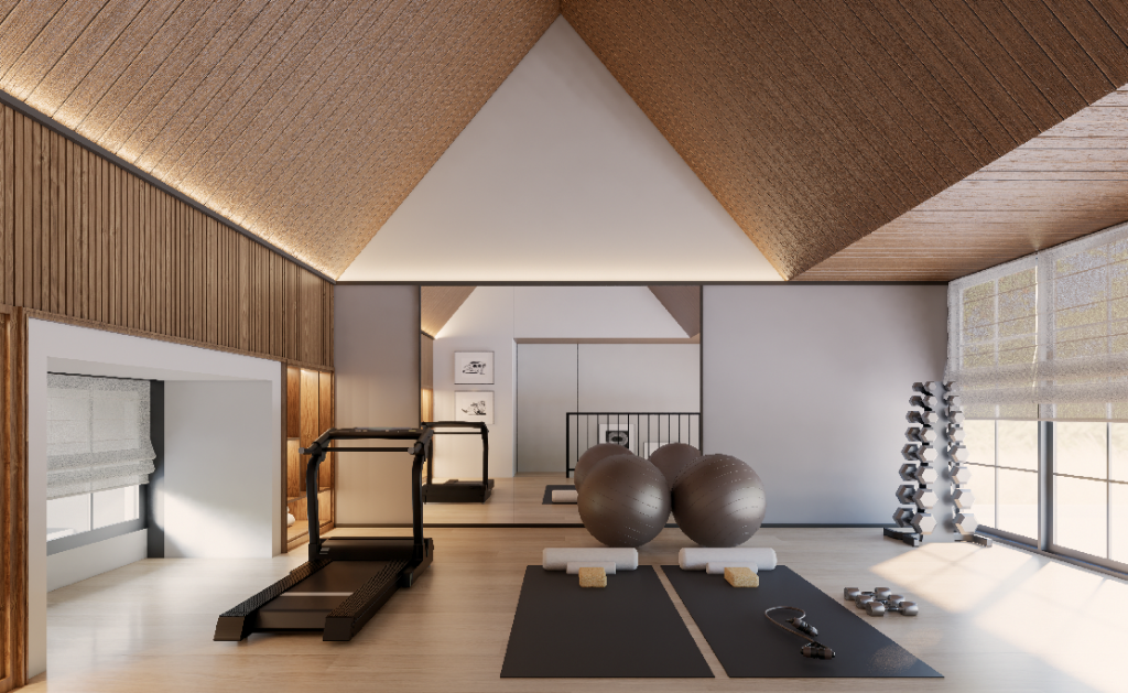 Ruang Attic yang luas bisa dipakai untuk bersantai bersama keluarga dan melakukan aktivitas lain seperti Yoga, Health & Wellnes.