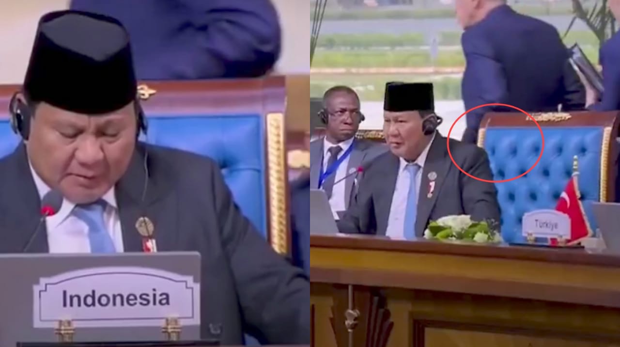 Momen Presiden Turki Recep Tayyip Erdogan tertangkap kamera meninggalkan ruangan (walk out) saat Presiden Prabowo sedang menyampaikan pidato di KTT D-8 di Kairo, Mesir.