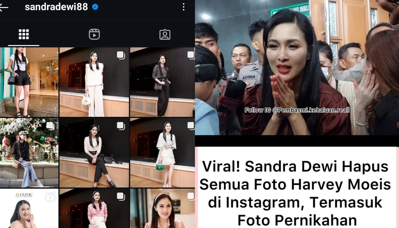 Sandra Dewi diketahui telah menghapus foto-foto suaminya, Harvey Moeis, di akun Instagramnya usai vonis untuk sang suami di Pengadilan Tipikor Jakarta.