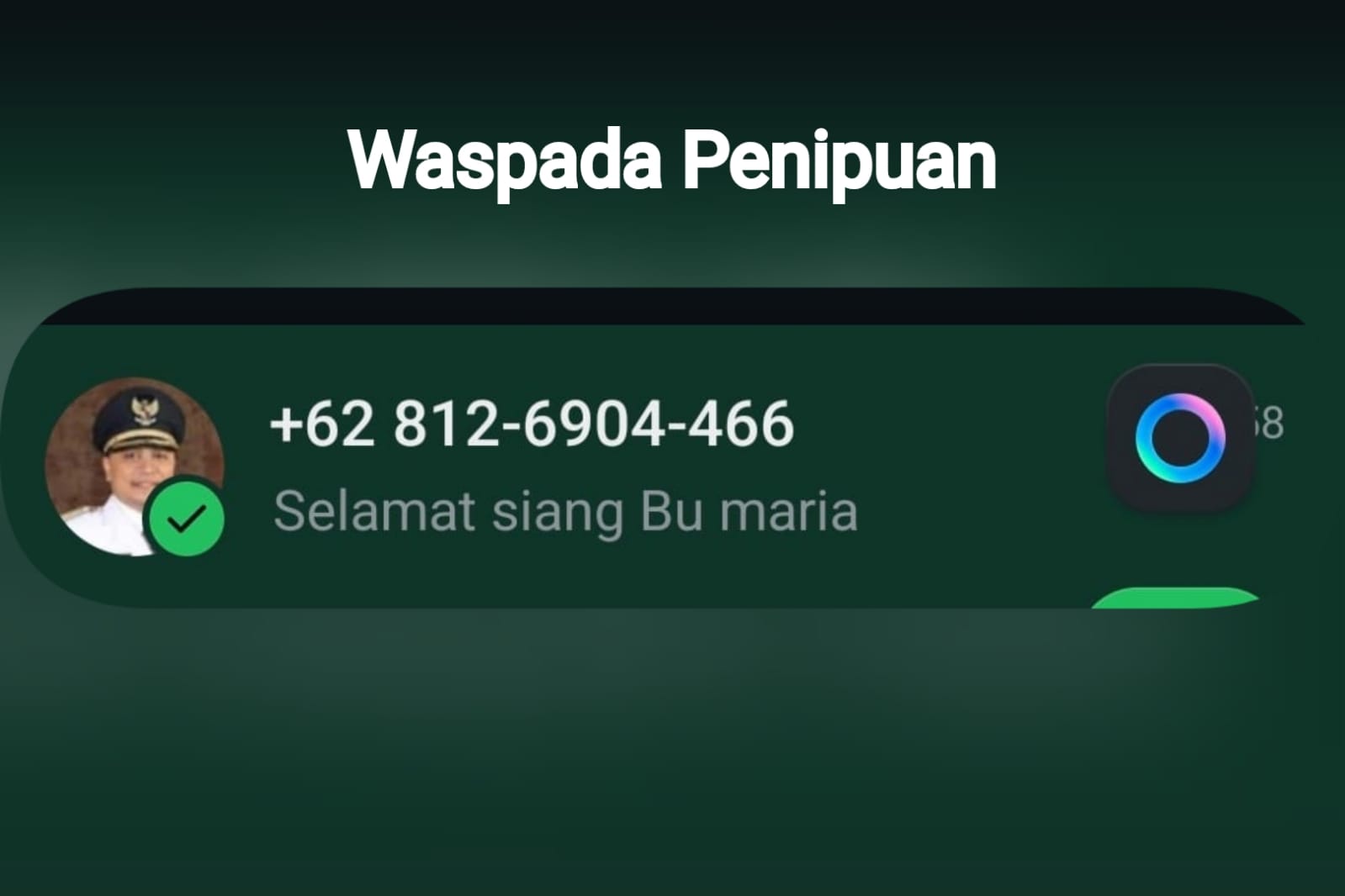 Nomor Whatsapp yang mencatut nama dan foto Wali Kota Surabaya Eri Cahyadi.
