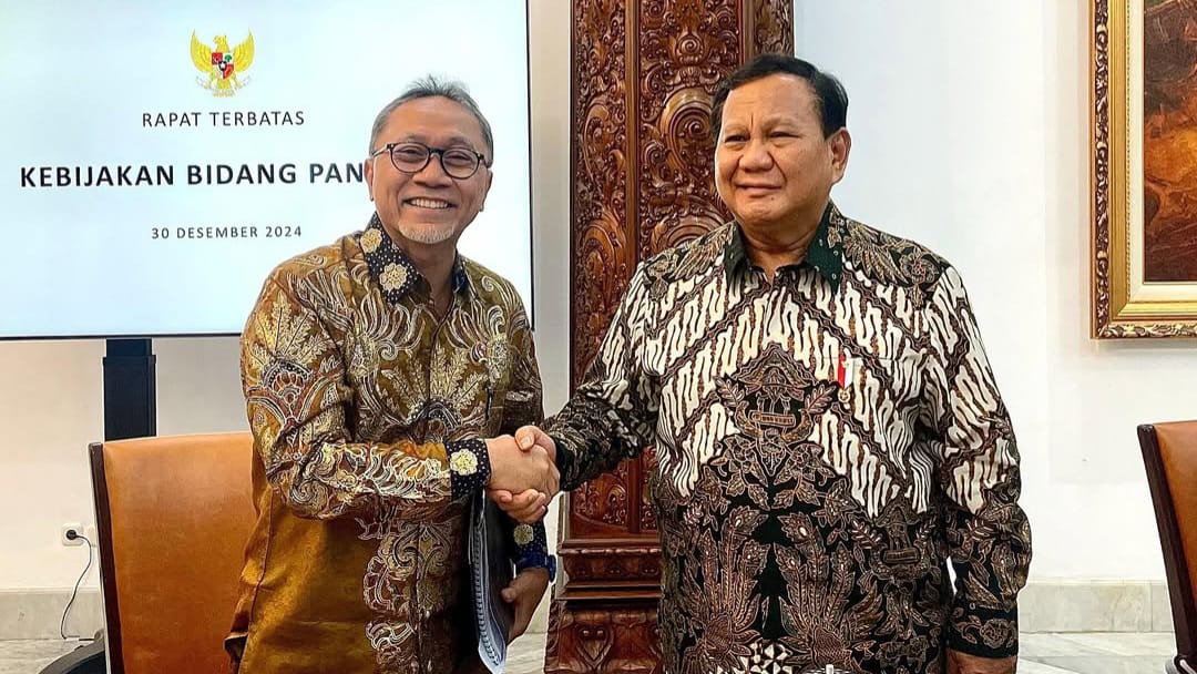 Presiden Subianto bersama Menteri Koordinator Bidang Pangan Zulkifli Hasan.