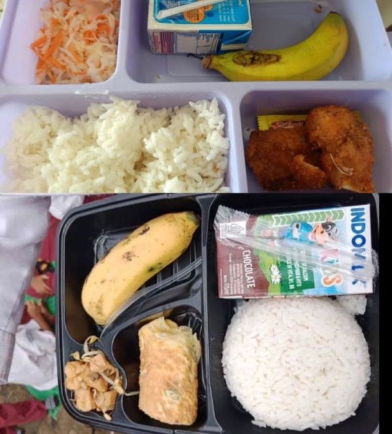 Nugget dan susu UHT jadi menu  program makan bergizi gratis di sekolah.