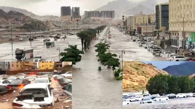 Banjir besar di Arab Saudi yang menyebabkan banyak kendaraan terendam dan hanyut pada Senin (6/1) lalu.