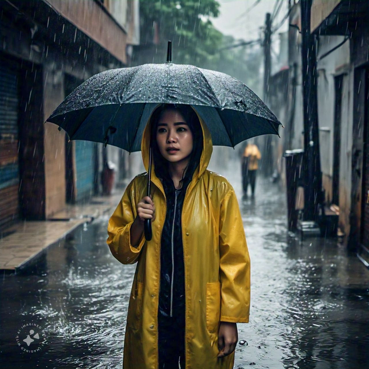 Ilustrasi sedia payung sebelum hujan di Kota Surabaya. (AI)