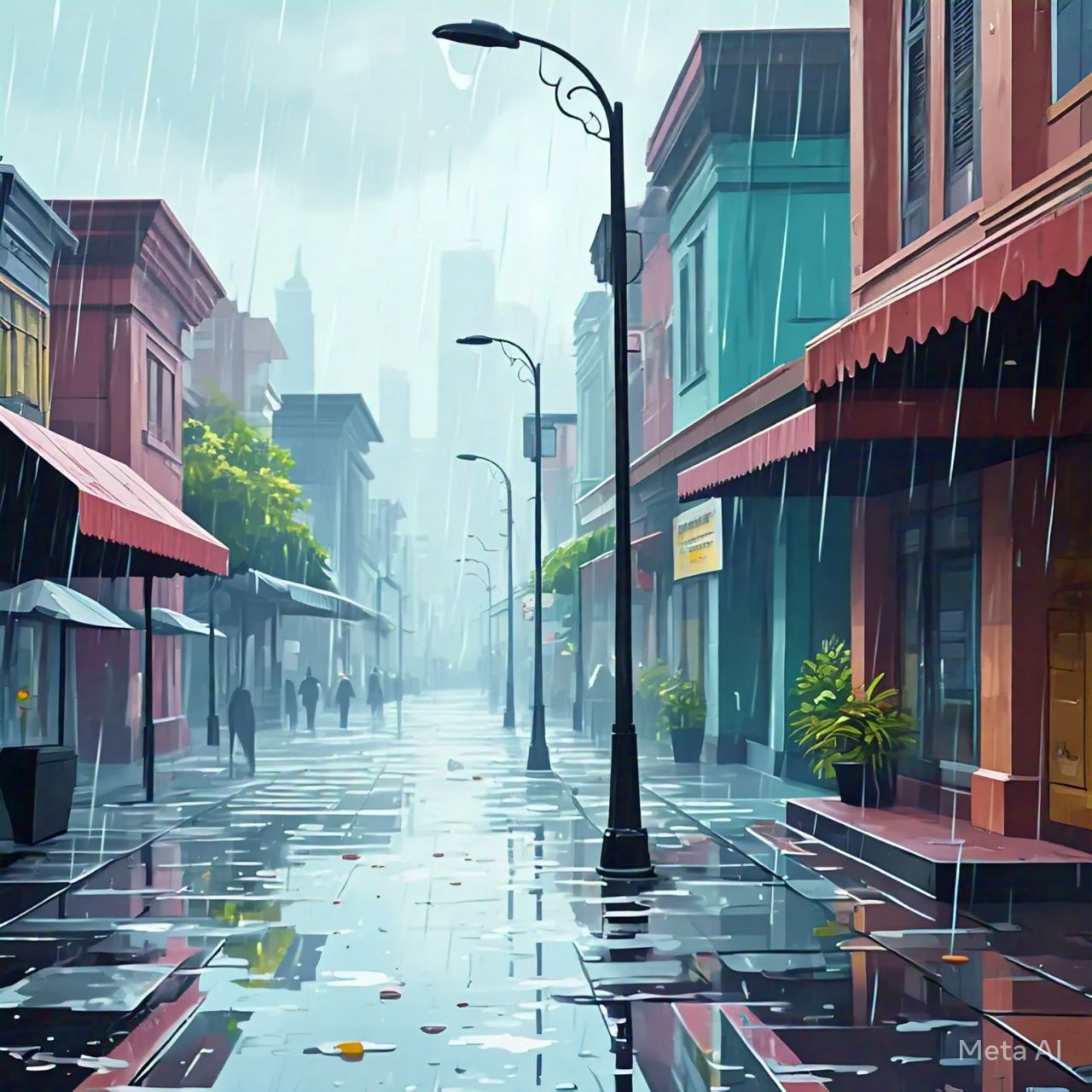Ilustrasi hujan di Surabaya. (AI)
