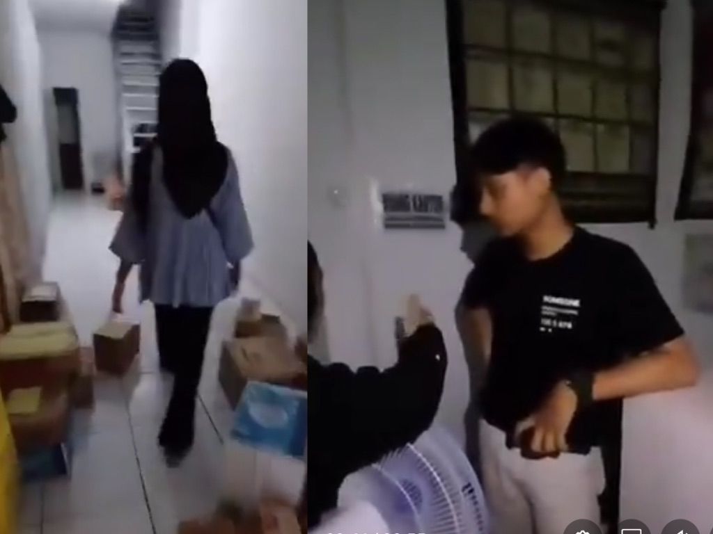 Cuplikan video istri sah melakukan penggerebekan suaminya yang sedang selingkuh di lantai dua sebuah minimarket di Depok, Jabar.