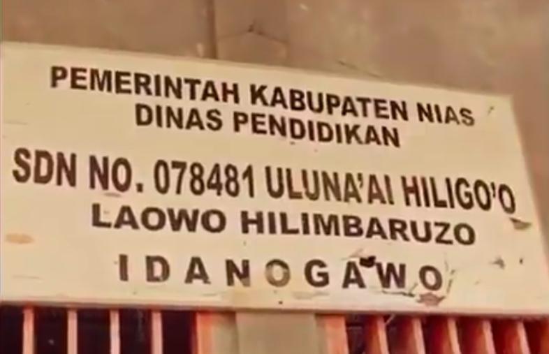 SDN 078481 Uluna&rsquo;ai Hiligo&rsquo;o di Kabupaten Nias, Sumatera Utara.