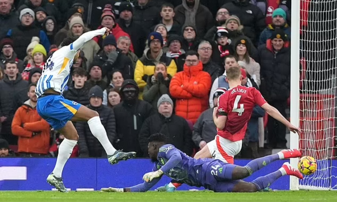 Georginio Rutter memanfaatkan kesalahan kiper Andre Onana untuk memberi Brighton keunggulan dan membawa mereka ke jalur kemenangan yang nyaman.