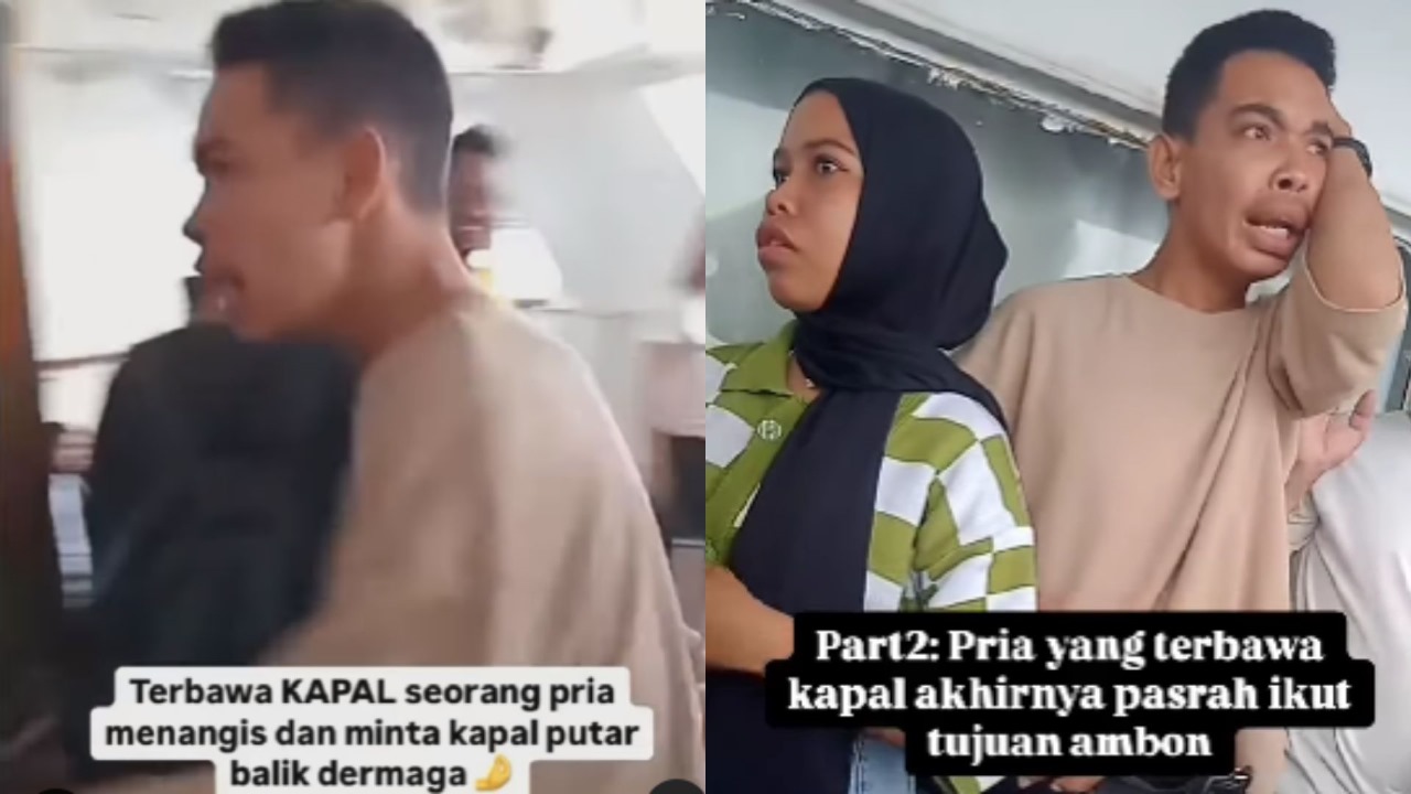 Video viral kondisi pria yang terbawa kapal tujuan Ambon lantaran asyik ngobrol dengan saudaranya.