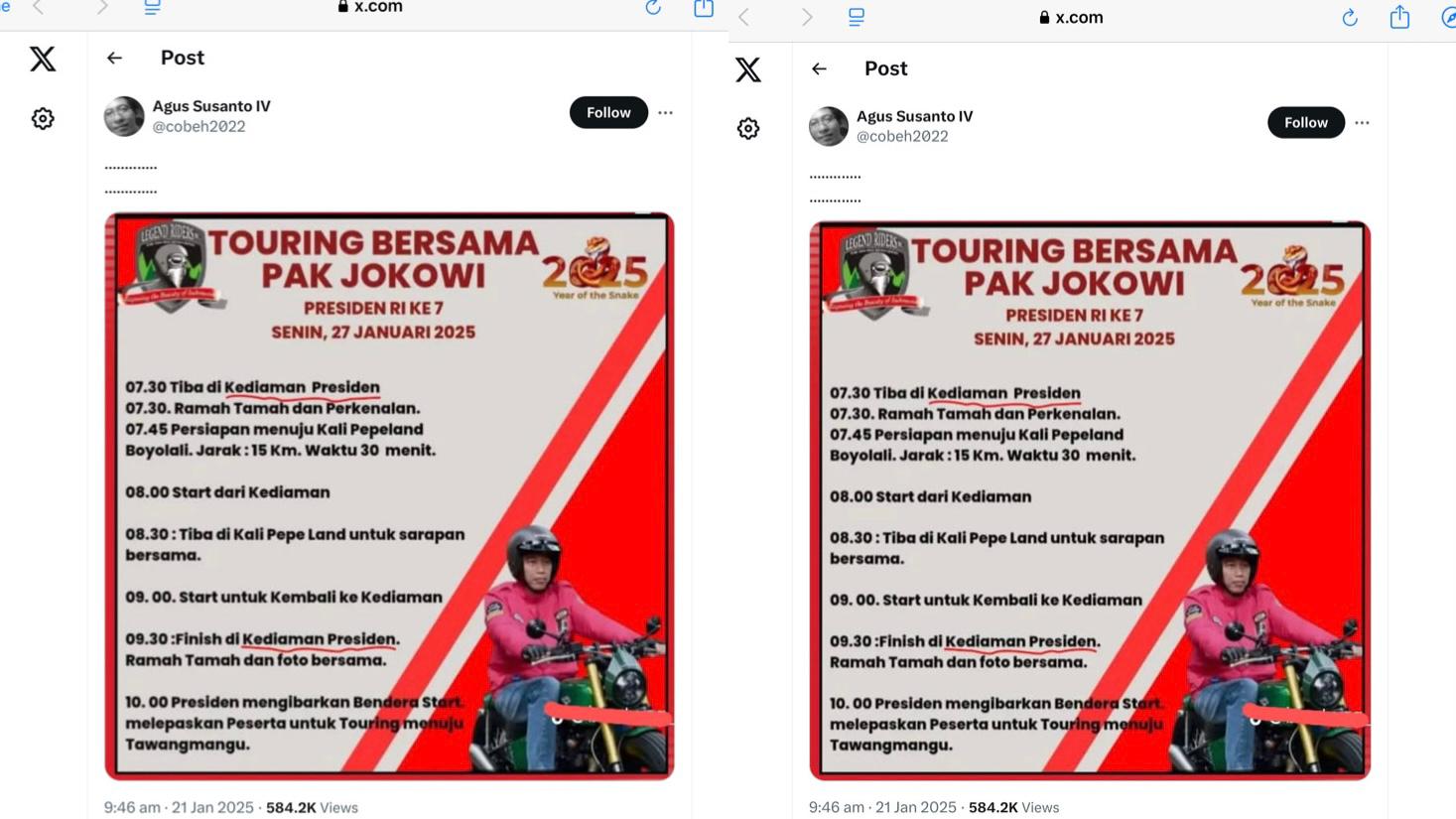 Unggahan poster touring bareng Jokowi.