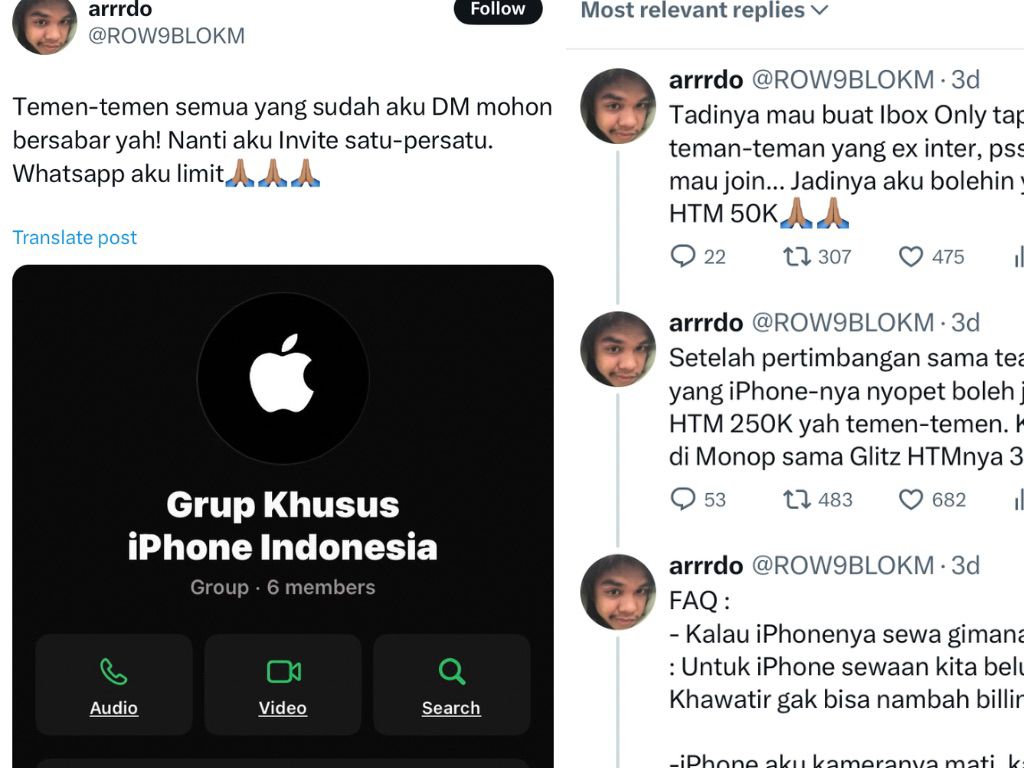 Tangkapan layar dari cuitan akun @RAW9BLOKM di X.
