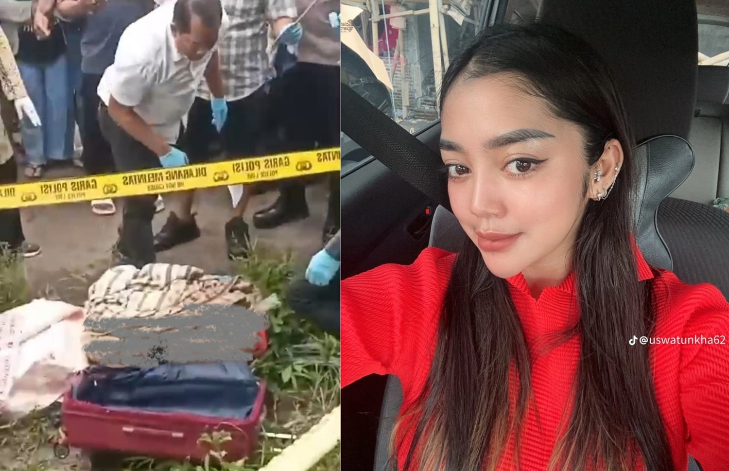 Mayat Uswatun Khasanah yang dibuang di Ngawi dengan dimasukkan dalam koper merah. Uswatun Khasanah semasa hidup.