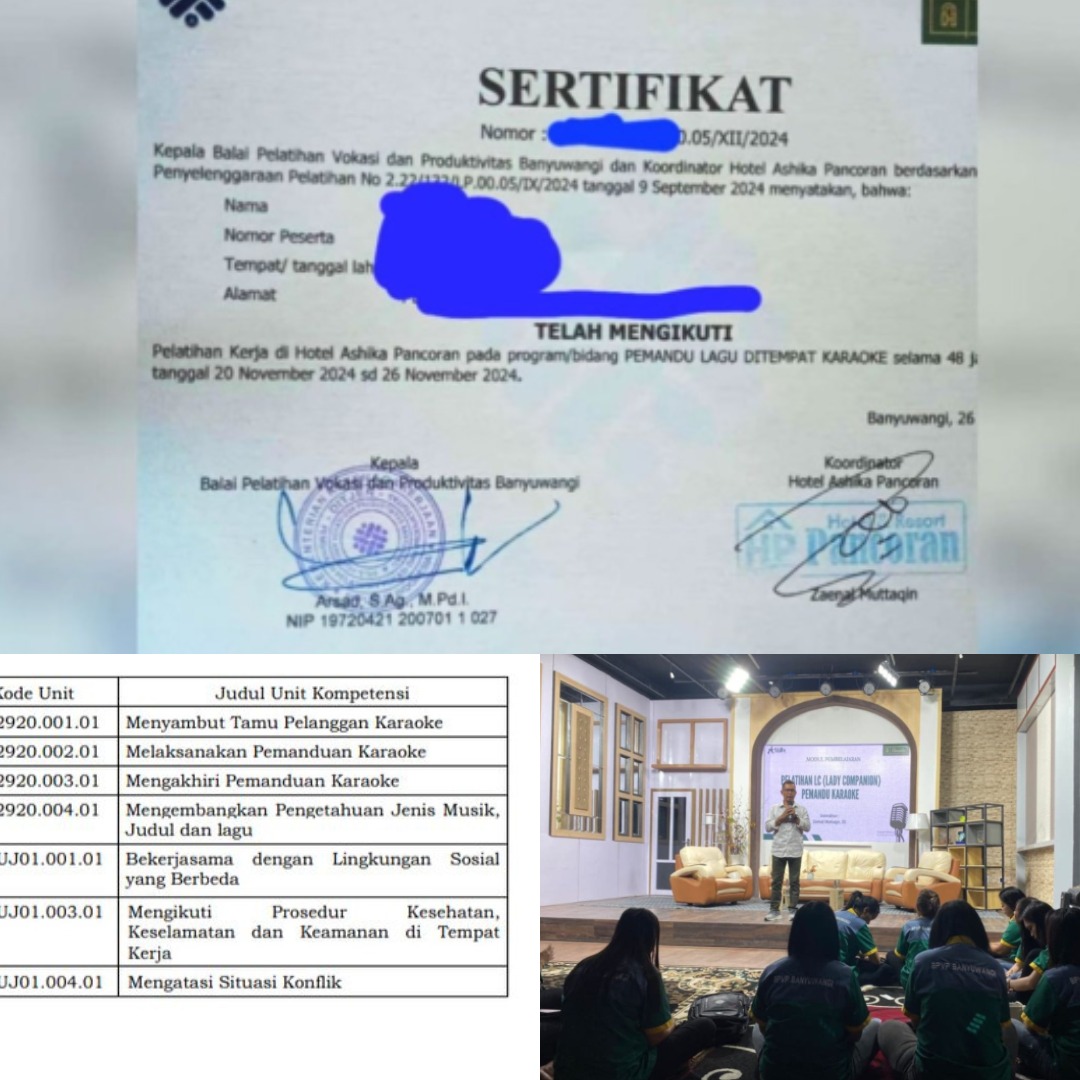 Pelatihan kompetensi LC di Banyuwangi. Dapatkan sertifikat kompeten sebagai hasil akhir.